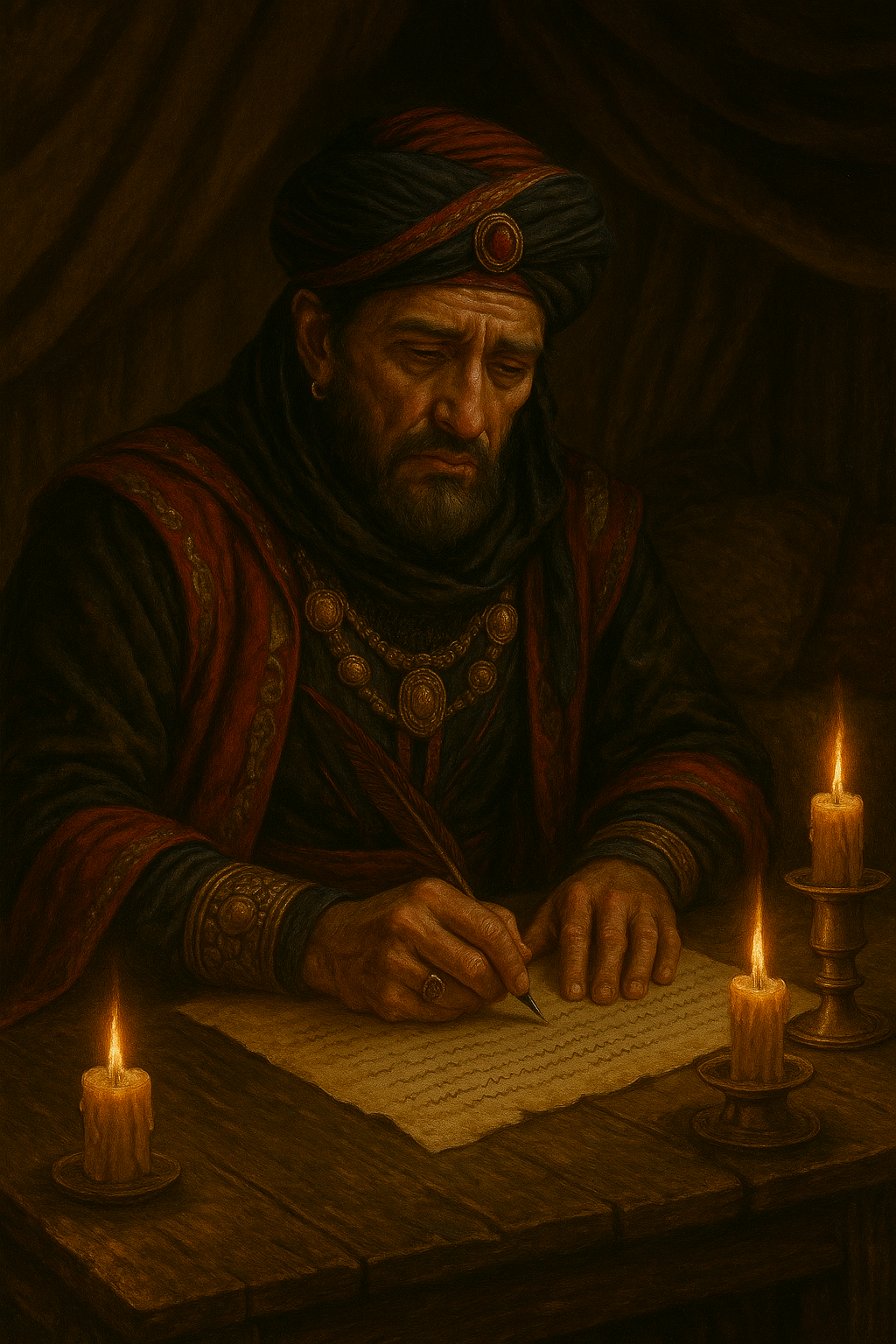 Officier Haradrim écrivant un rapport